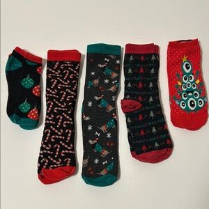 Festive Holiday Socks Set - Red, Green, Black size 6-9